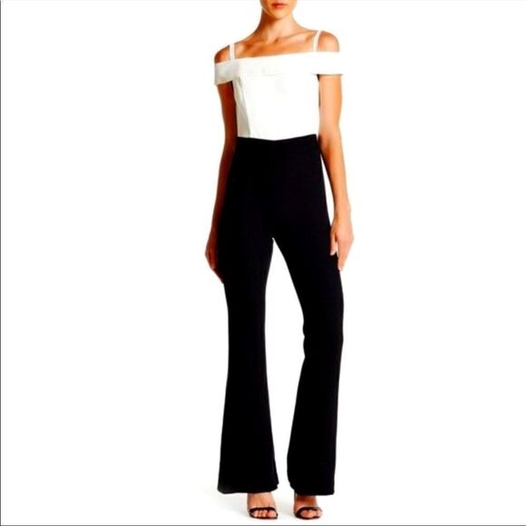 ABS by Allen Schwartz Two Toned off-the-shoulder Jumpsuit - Picture 1 of 9